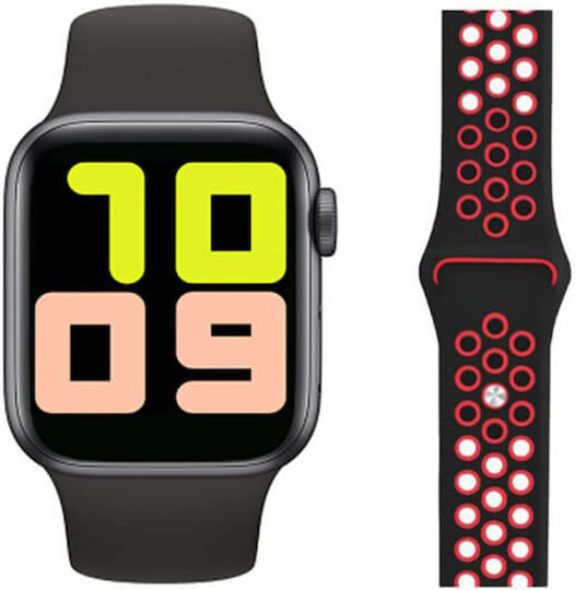 T55 Smartwatch with Heart Rate Monitor (Black/Red) view 1