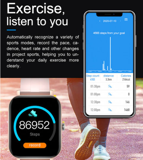 MC28 Smartwatch with Heart Rate Monitor (Pink Milanese) vista 6