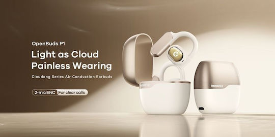 Remax P1 Open Ear Bluetooth Handsfree Earphones with Sweat Resistance and Charging Case White vue 2