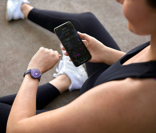 Garmin Lily Sport Aluminium Waterproof Smartwatch with Heart Rate Monitor (Midnight Orchid Bezel with Deep Orchid Case and Silicone Band) view 7