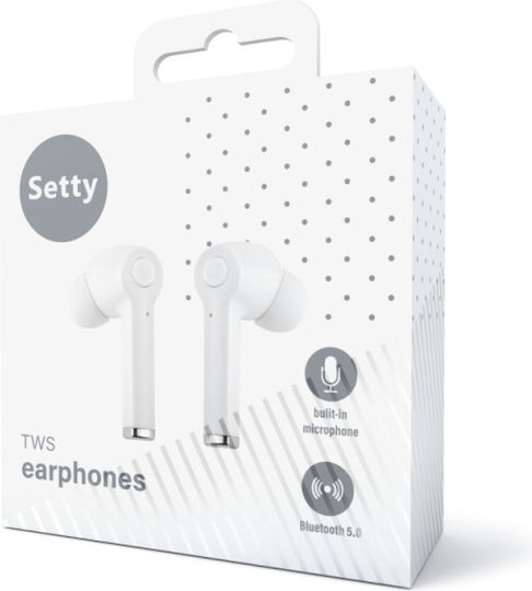 Setty ECA-01 In-ear Bluetooth Handsfree Earphones with Charging Case White view 4