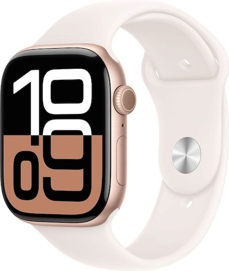 Apple Watch Series 10 Cellular Aluminium 42mm Waterproof with eSIM and Heart Rate Monitor (Rose Gold with Light Blush Sport Band (S/M)) view 1