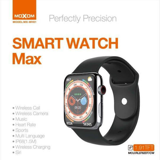 Moxom MX-WH01 Smartwatch with Heart Rate Monitor (Black) view 3