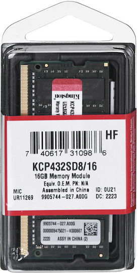 Kingston DDR4 with Module 1x16GB and Speed 3200 for Laptop KCP432SD8/16 Ansicht 7
