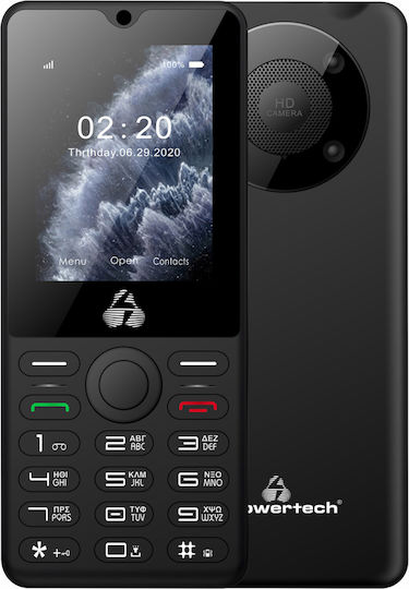 Powertech Milly Big II Dual SIM Mobile with Buttons Black view 1
