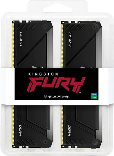 Kingston Fury Beast DDR4 32GB RAM with 2x16GB Modules and Speed 3600 for Desktop KF436C18BB2AK2/32 view 3