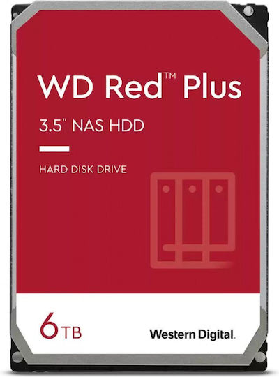 Western Digital Red Plus 6TB HDD Hard Drive 3.5" SATA III 5400rpm with 256MB Cache for NAS WD60EFPX