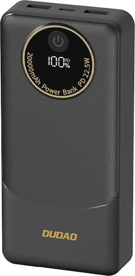 Dudao K12Pro Power Bank 20000mAh 22.5W with USB-A Port and USB-C Port Power Delivery Black