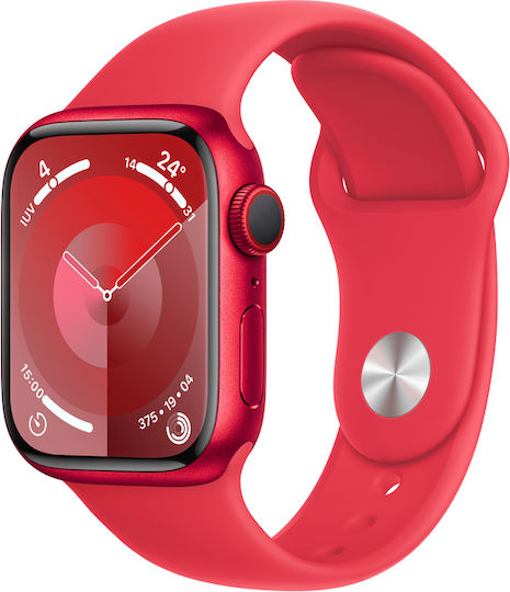 Apple Watch Series 9 Cellular Aluminium 41mm Waterproof with eSIM and Heart Rate Monitor ((PRODUCT)RED Sport Band (S/M)) view 2