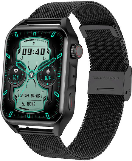 Oro Collection Smartwatch Idealstore 1.78 Inch Touch Screen Bluetooth Call Message Handling Heart Rate Sleep Monitoring Multi-sport Built-in Speaker Microphone Ip67 Alarm Android-ios Long Battery Black Metal Edition