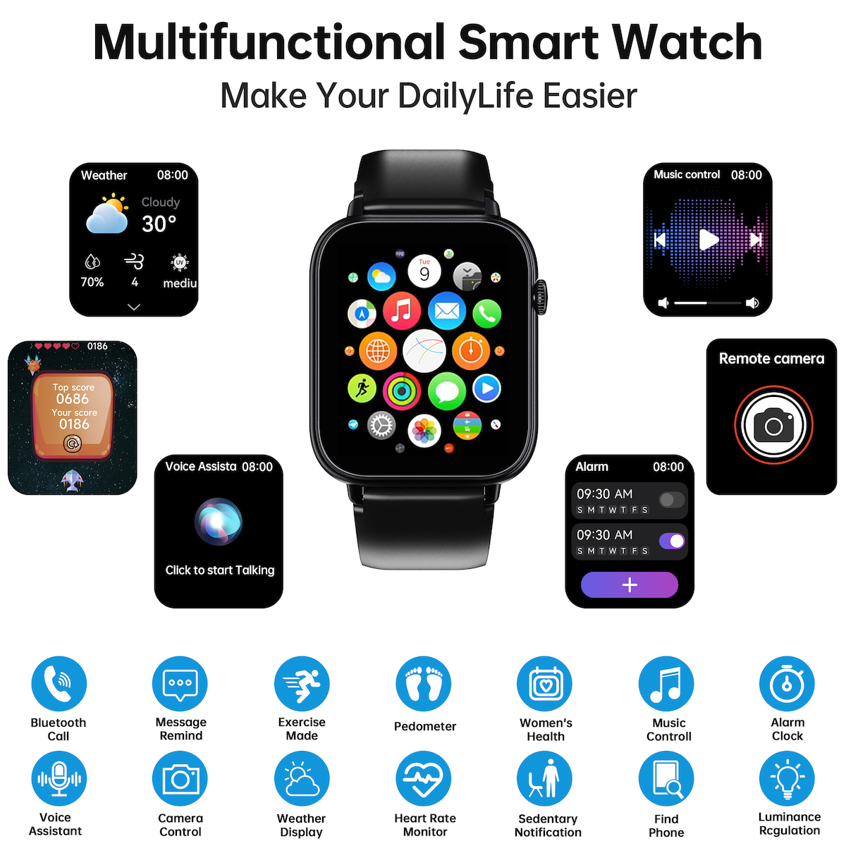Oukitel V3 Smartwatch with Heart Rate Monitor (Black) view 7