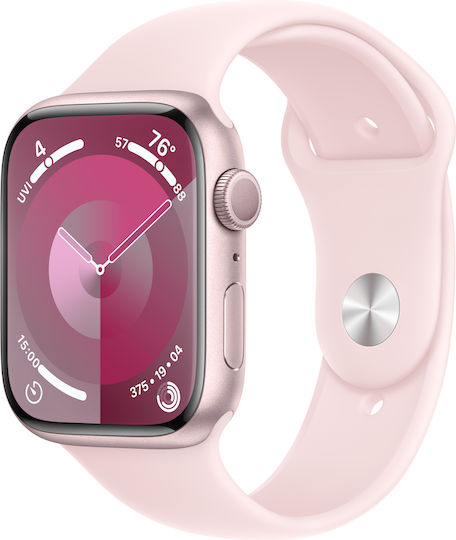 Apple Watch Series 9 Aluminium 45mm Waterproof with Heart Rate Monitor (Pink with Light Pink Sport Band (M/L)) view 1