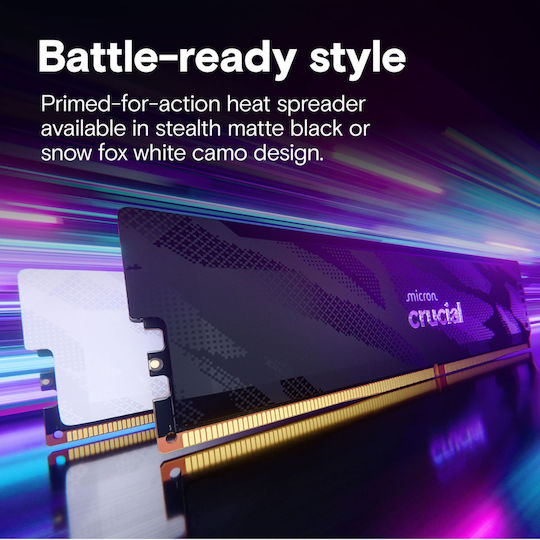 Crucial Pro OC DDR5 32GB RAM with 2x16GB Modules and Speed 6400 for Desktop CP2K16G64C32U5B vue 8