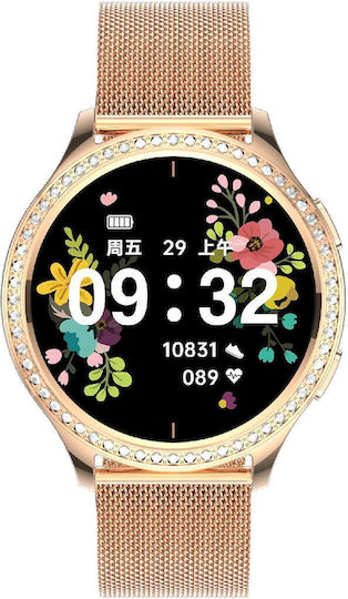 Ak53 Ip67 Bt5.2 1.32inch Smart Watch Support Voice Call Health Monitoring Style:steel Mesh Strap Gold view 3