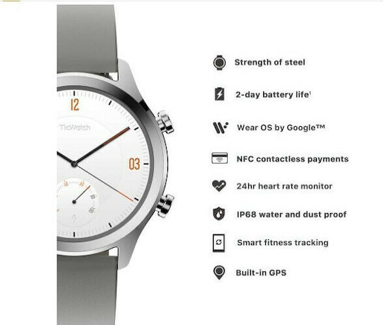 Ticwatch C2 Stainless Steel 43mm Smartwatch (Silver) view 7