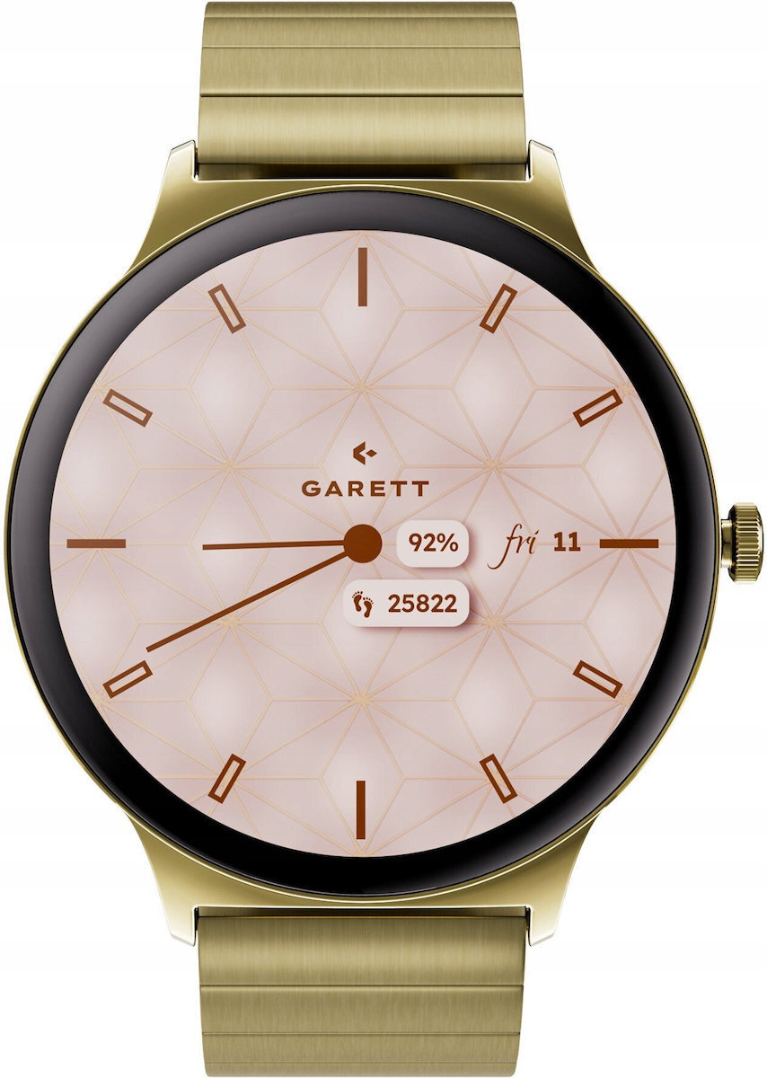 Garett Verona 2 Stainless Steel 43mm Smartwatch with Heart Rate Monitor (Gold) view 1