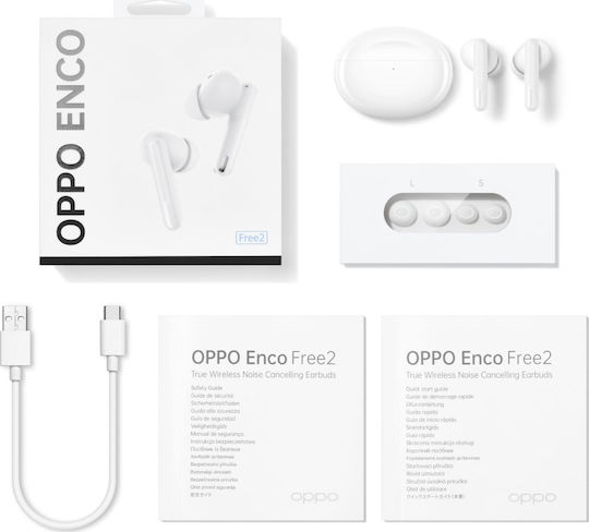 Oppo Enco Free 2 In-ear Bluetooth Handsfree Earphones with Sweat Resistance and Charging Case White view 5