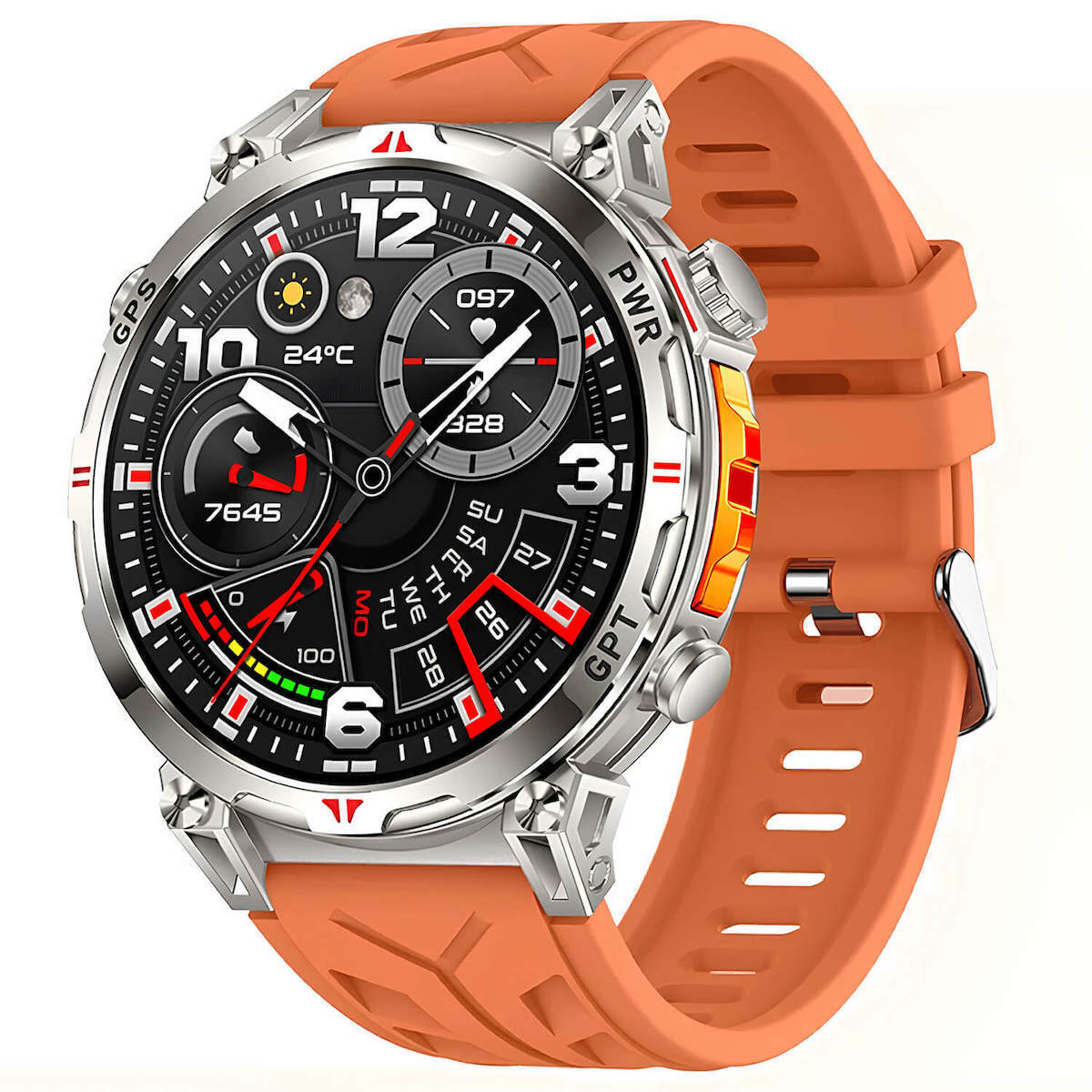 Microwear KC93 Smartwatch with Heart Rate Monitor (Orange) view 1