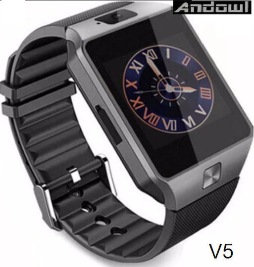 Andowl V5 Stainless Steel Smartwatch with SIM and Heart Rate Monitor (Black) view 2