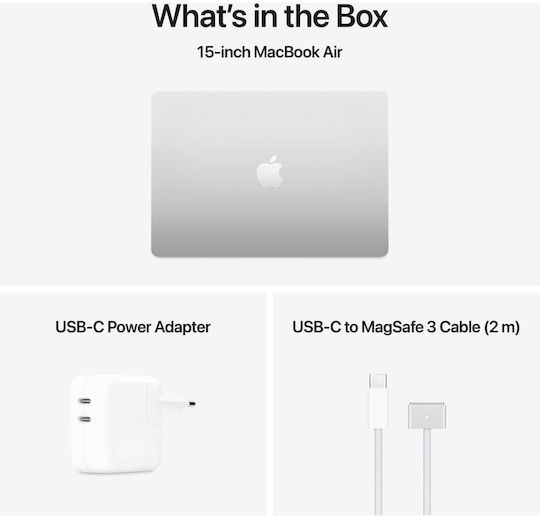 Apple MacBook Air 15.3" IPS Retina Display (M4-10‑core/16GB/256GB SSD/10-Core) Silver (US Keyboard) view 3