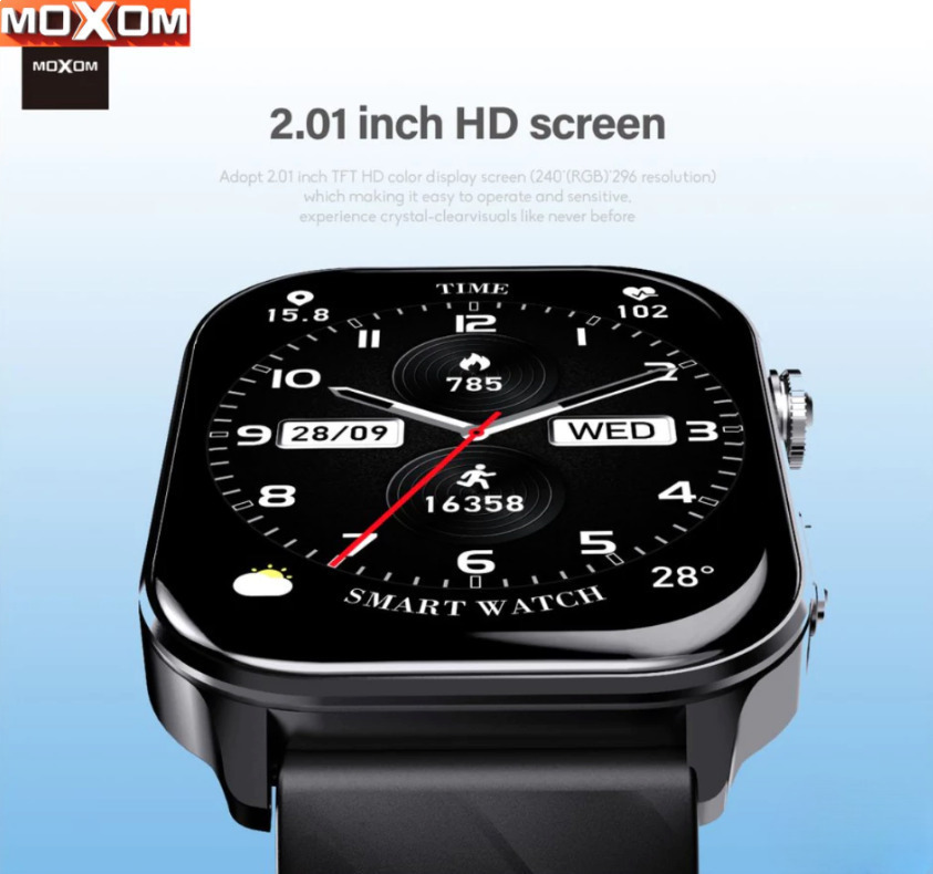 Moxom Mx-wh25 Smartwatch 2.01” Calls GPS 100+ Sport Modes Waterproof 10m & Health Tracker Black view 4