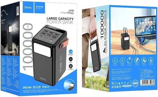Hoco J142 Power Bank 100000mAh 22.5W with 6 USB-A Ports and 2 USB-C Ports Power Delivery Black vue 3