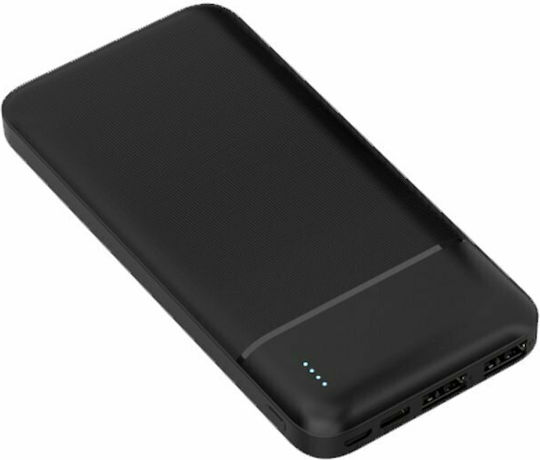 Platinet PMPB10W705B Power Bank 10000mAh with 2 USB-A Ports and USB-C Port Black