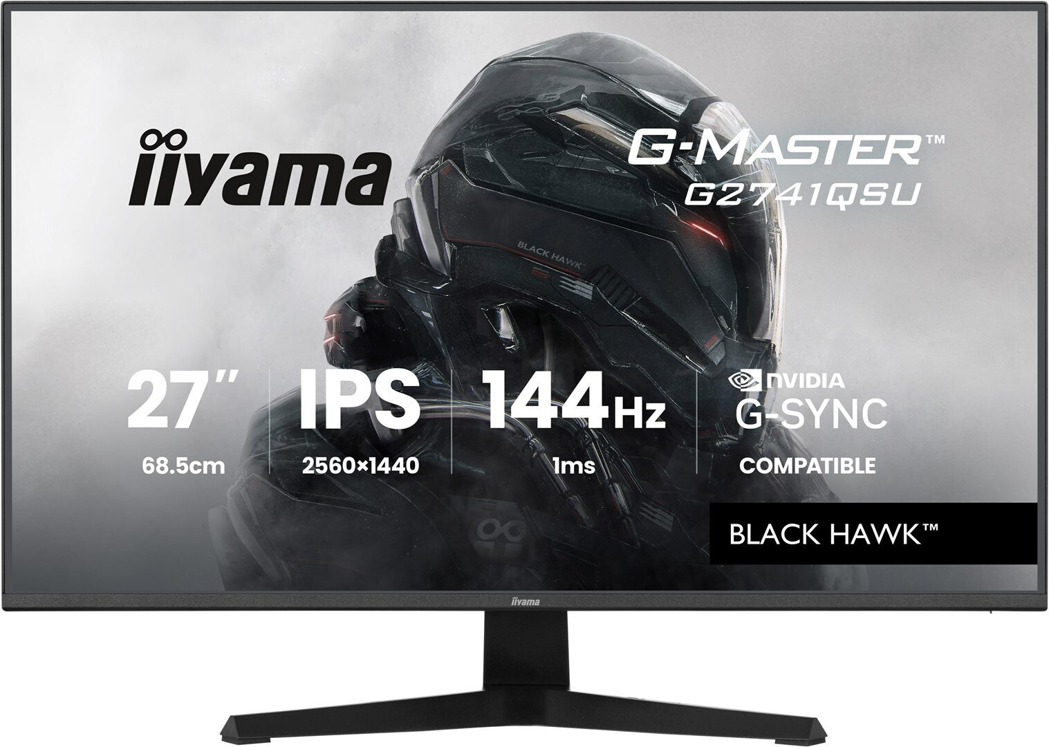 Iiyama G-Master Black Hawk IPS Monitor 27" QHD 2560x1440 144Hz view 1