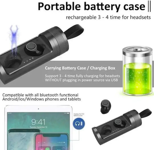Andowl Q8 In-ear Bluetooth Handsfree Earphones with Charging Case Black view 5