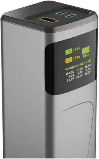 HAMA High Power 24000mAh 150W with USB-A Port and 2 USB-C Ports Quick Charge 3.0 Gray view 3