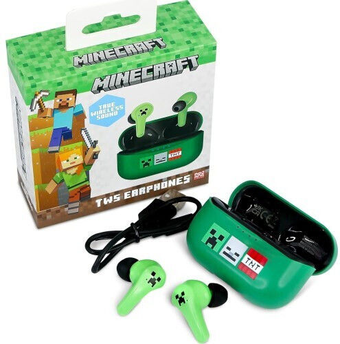 OTL Minecraft In-ear Bluetooth Handsfree Earphones with Charging Case Green Ansicht 8
