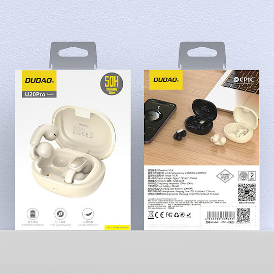 Dudao U20 Pro Open Ear Bluetooth Handsfree Earphones with Charging Case White view 5