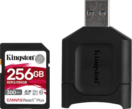 Kingston Canvas React Plus SDXC 256GB U3 V90 UHS-II 300MB/s Memory Card with USB Reader view 1