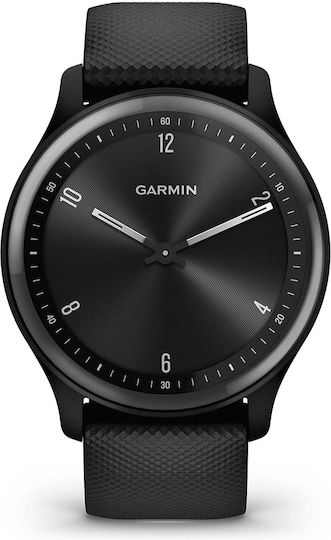 Garmin Vivomove Sport 40mm Waterproof Smartwatch with Heart Rate Monitor (Black Case and Silicone Band with Slate Accents) view 1