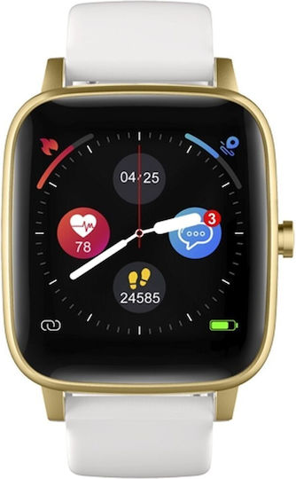 Radiant Queensboro Smartwatch with Heart Rate Monitor (Gold / White)