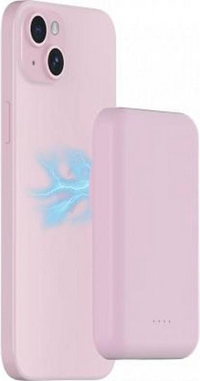BigBen Connected MagSafe Power Bank 5000mAh 10W with USB-A Port and USB-C Port Pink view 3