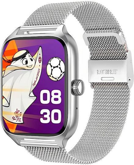 Smartwatch Idealstore Xiabest Bluetooth Nfc Voice Assistant Gps Tracking Sports Modes Oxygen Temperature Sensor Wireless Charging Heart Rate Blood Pressure Password Menstrual Reminder Silver Metal Strap