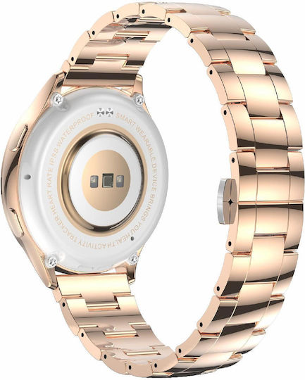 Ak53 Ip67 Bt5.2 1.32inch Smart Watch Support Voice Call Health Monitoring Style:pearl Steel Strap Gold view 4