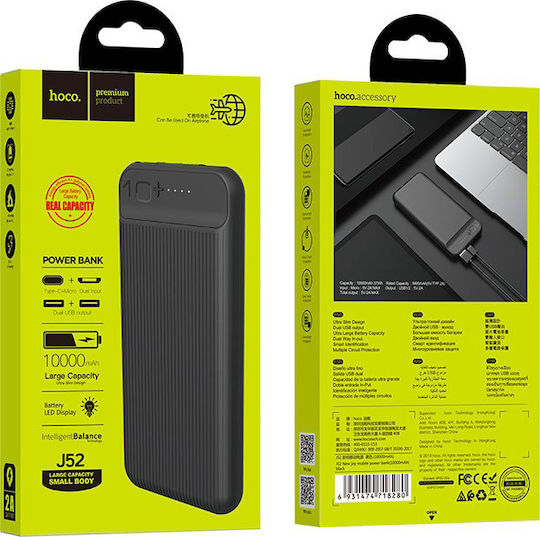 Hoco J52 New Joy Power Bank 10000mAh with 2 USB-A Ports Black vue 3