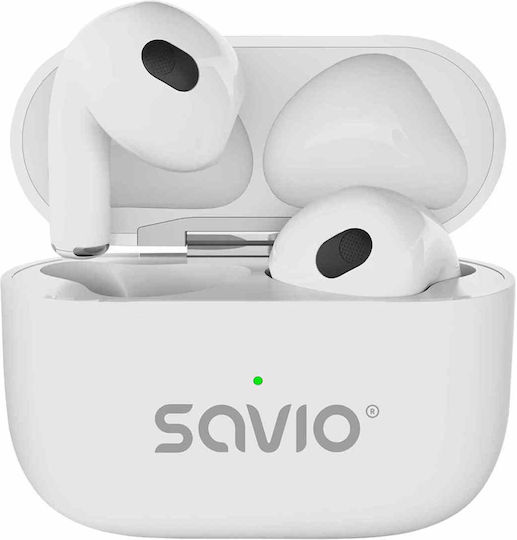 Savio TWS-01 PRO In-ear Bluetooth Handsfree Earphones with Charging Case White view 2