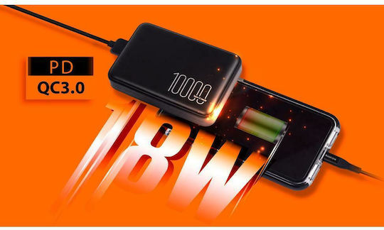 Silicon Power QP70 Power Bank 10000mAh 18W with USB-A Port and USB-C Port Power Delivery Black view 4