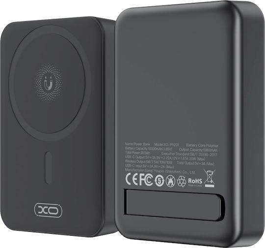 XO PR231 MagSafe Power Bank 10000mAh 15W with USB-C Port Quick Charge 2.0 Black view 4