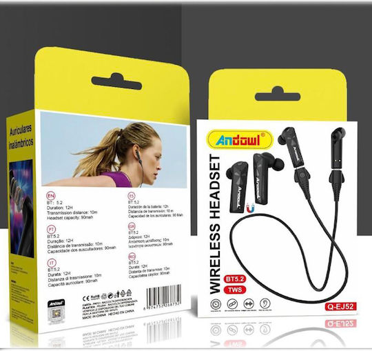 Andowl Q-EJ52 In-ear Bluetooth Handsfree Earphones with Sweat Resistance Black vue 3
