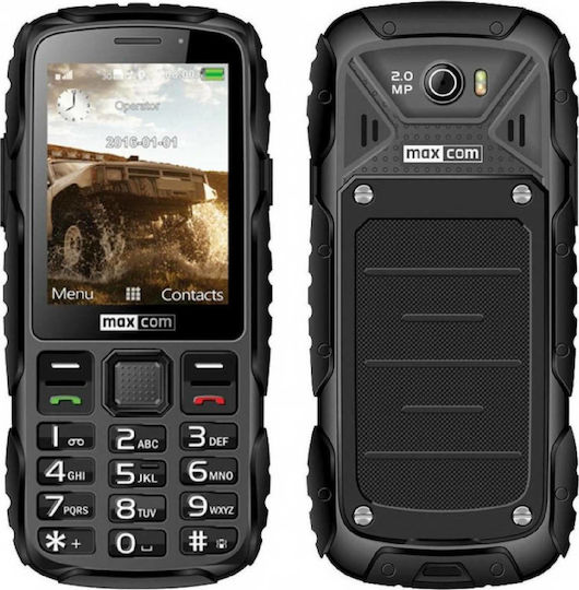 MaxCom Strong MM920 Single SIM Resistant Mobile with Buttons Black view 1