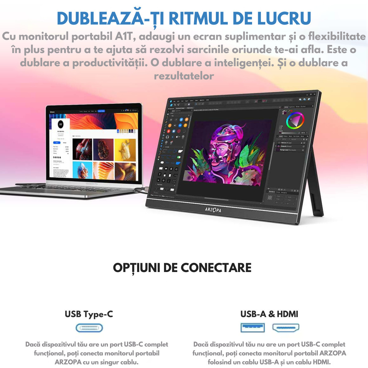 Arzopa HDR Touch Portable Monitor 15.6" FHD 1920x1080 view 7