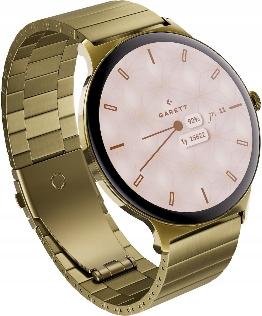 Garett Verona 2 Stainless Steel 43mm Smartwatch with Heart Rate Monitor (Gold) view 3