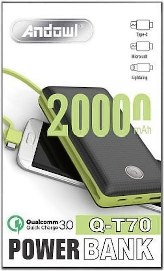 Andowl Q-T70 Power Bank 20000mAh Black view 3