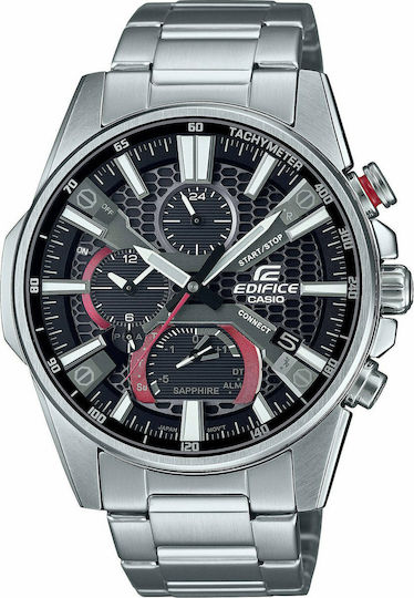 Casio EQB-1200D-1AER Stainless Steel 50mm Waterproof Smartwatch (Silver) view 1
