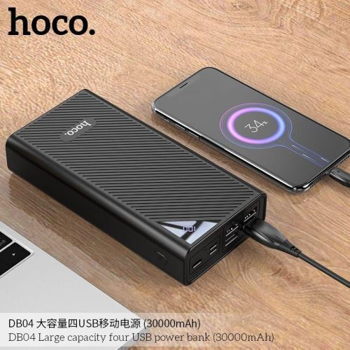 Hoco DB04 Power Bank 30000mAh with 4 USB-A Ports and 3 USB-C Ports Black vue 3