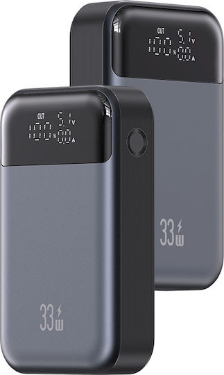 Usams CD221 Power Bank 10000mAh 33W with USB-A Port and USB-C Port Gray view 4